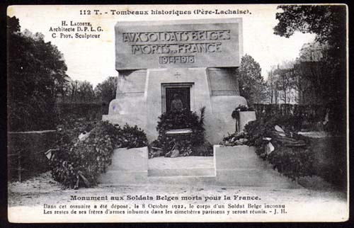 Het monument voor de Belgische soldaten in WOI (Père-Lachaise)